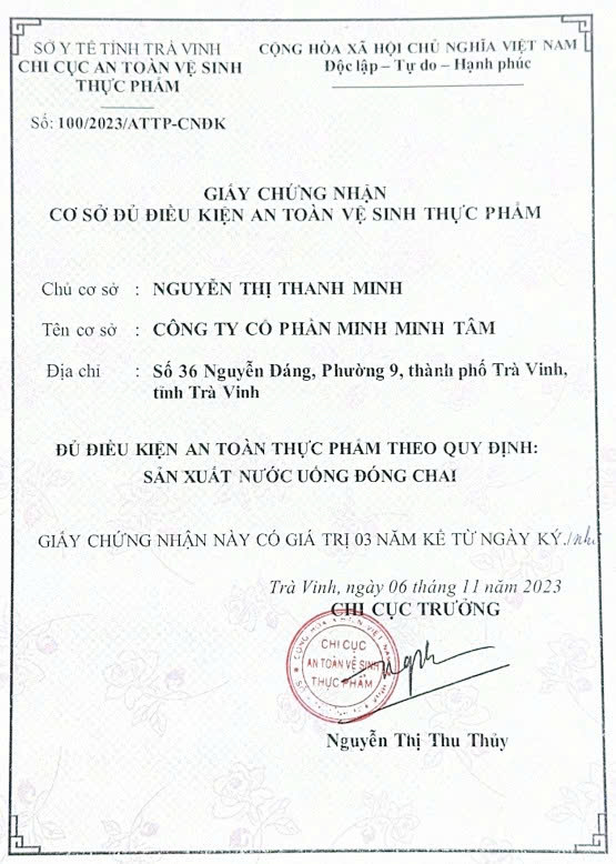 Giấy Chứng Nhận ATTP